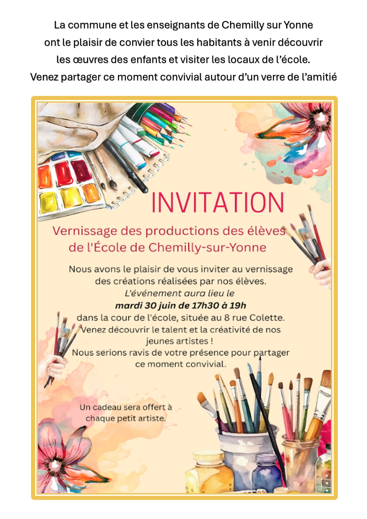 VERNISSAGE ÉLÈVES DES ÉCOLES