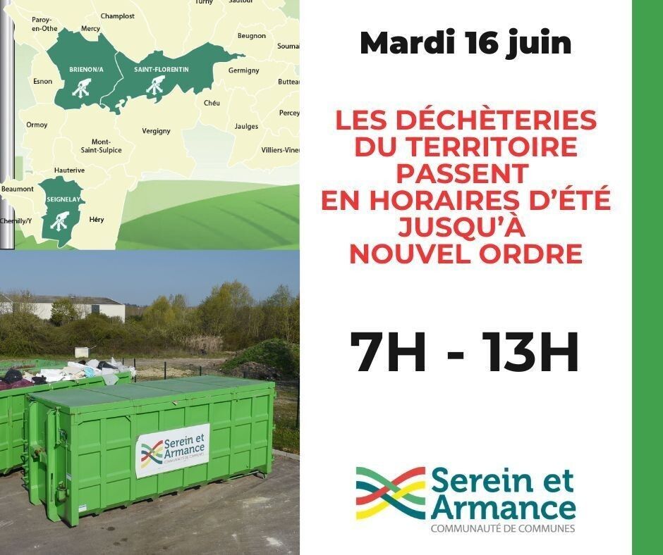 Horaires déchèteries - canicule