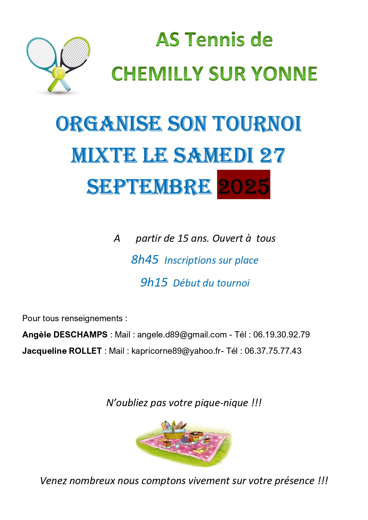 AS Tennis - Tournoi mixte le 27/09/2025 