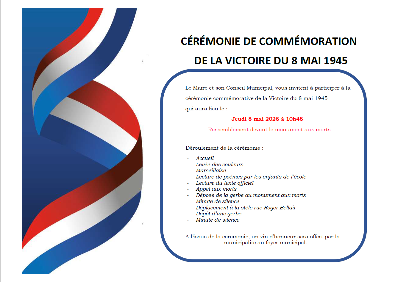 Invitation cérémonie du 8 mai 